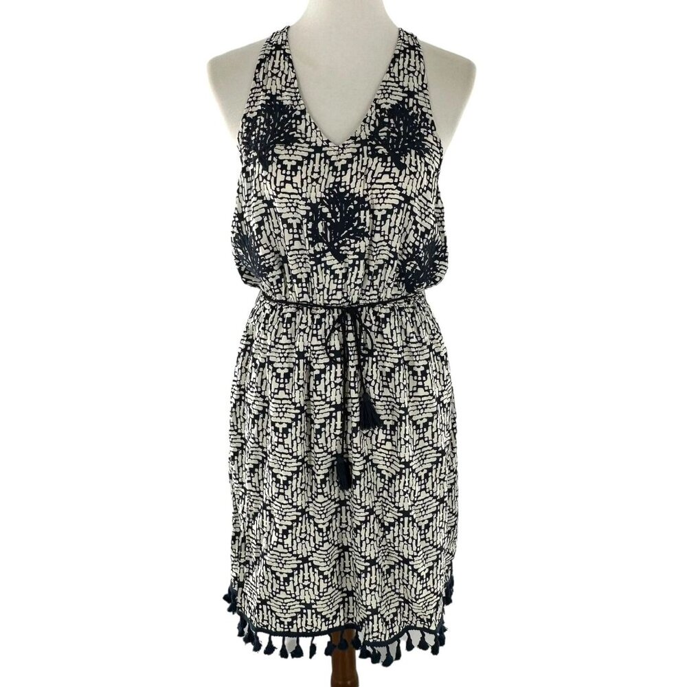 NEW Thml Blue and White Embroidered Batik Print Cut-Out Dress Size L